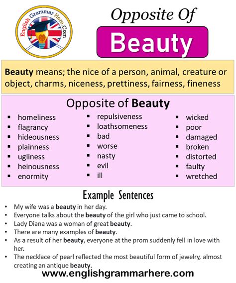 antonym of beauty|opposite of beauty definition.